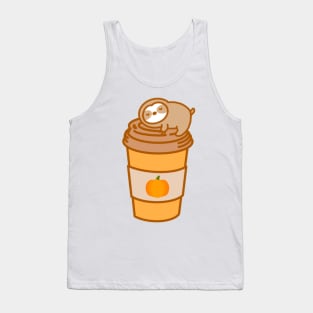 Cute Pumpkin Spice Latte Cup Sloth Tank Top